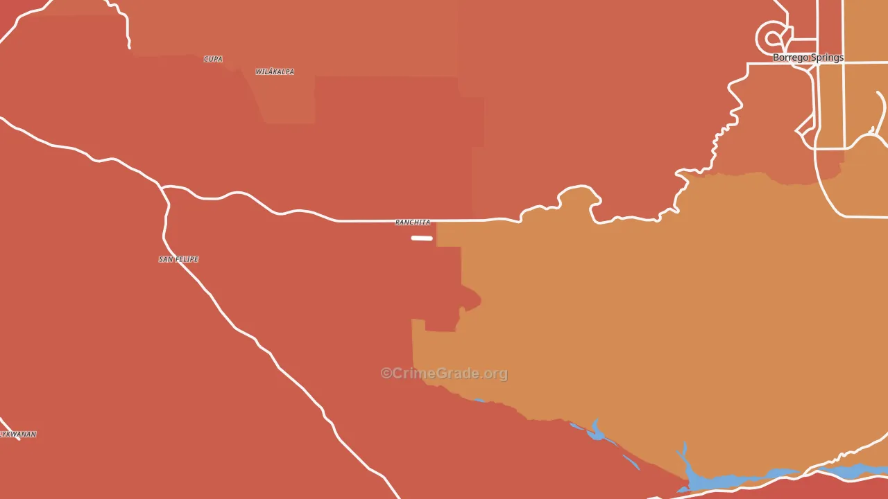 Ranchita, CA Map of Burglary Rates