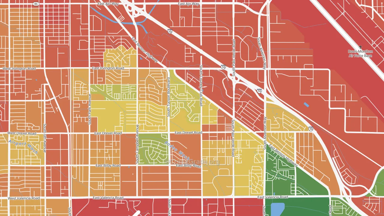 Rancho Buena, Tucson, AZ Map of Burglary Rates