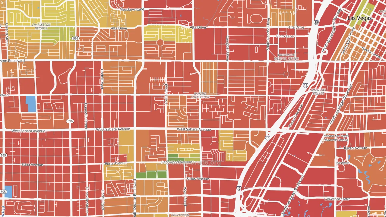 Rancho Charleston, Las Vegas, NV Map of Burglary Rates