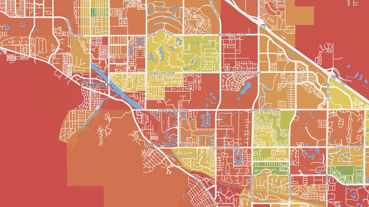 Rancho Mirage, CA Map of Burglary Rates