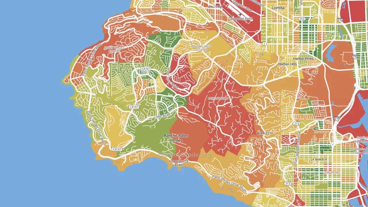 Rancho Palos Verdes, CA Map of Burglary Rates