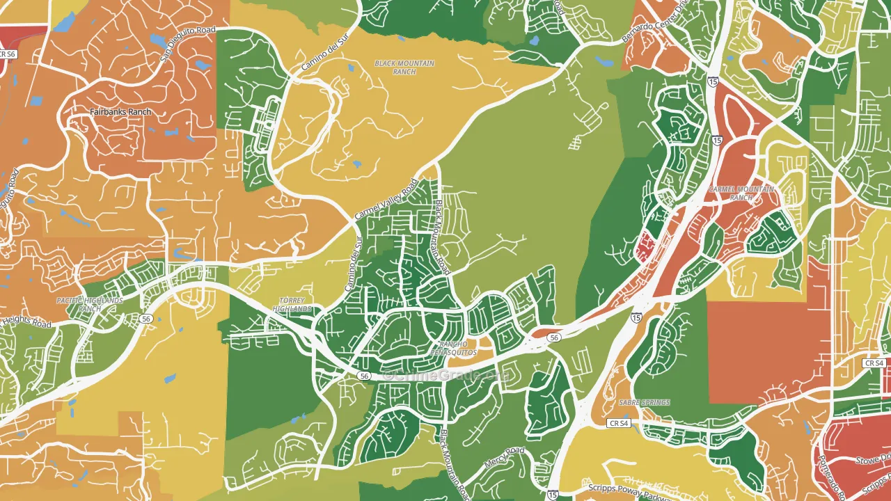 Rancho Penasquitos, San Diego, CA Map of Burglary Rates
