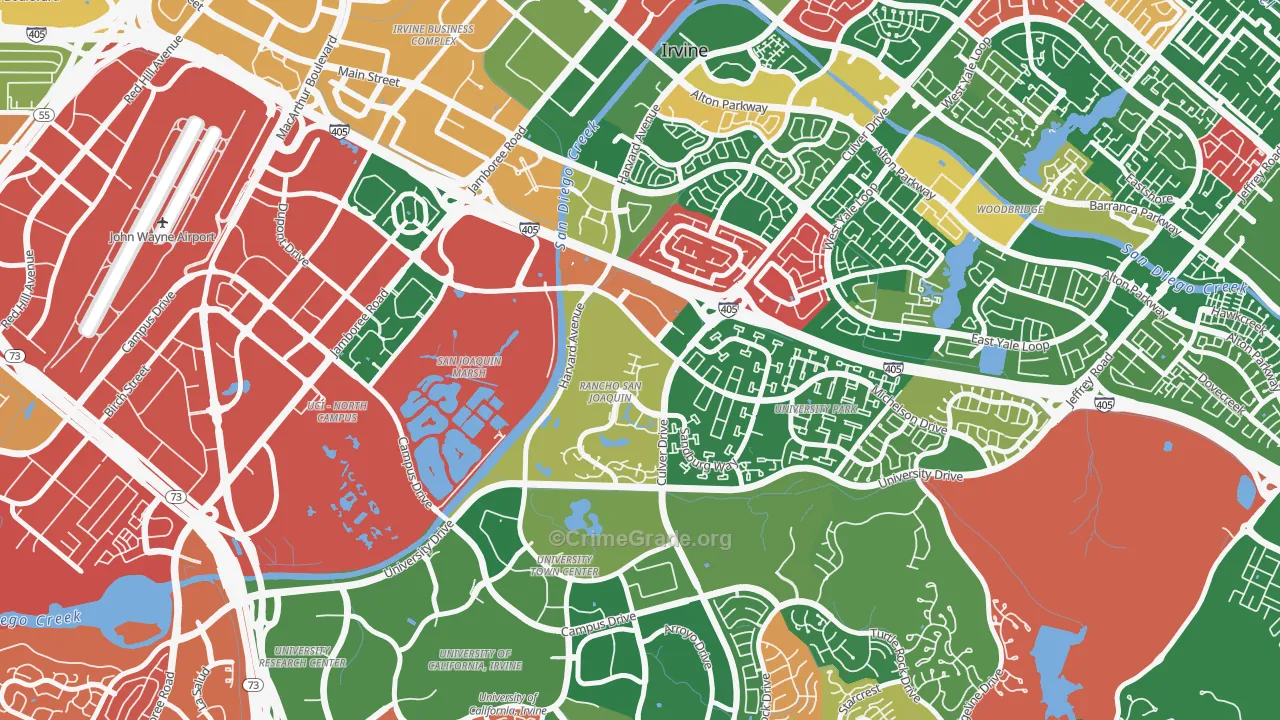 Rancho San Joaquin, Irvine, CA Map of Burglary Rates