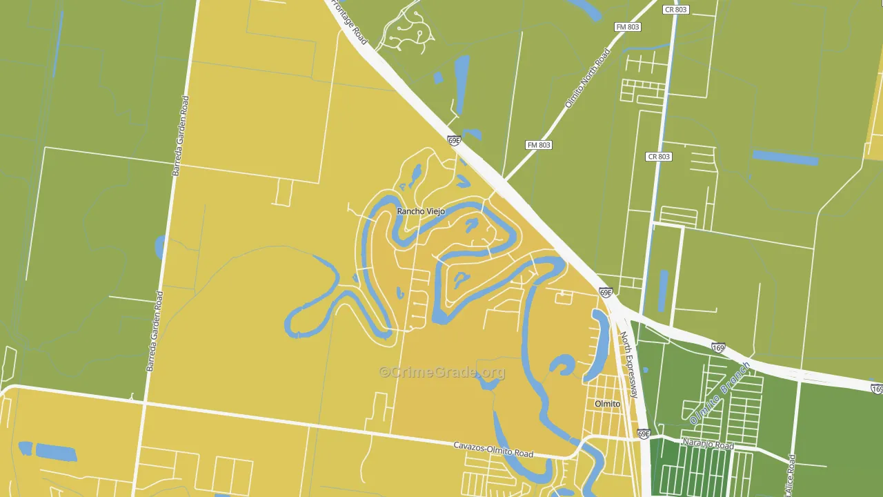 Rancho Viejo, TX Map of Burglary Rates