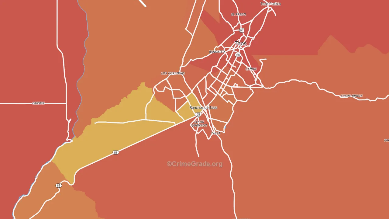 Ranchos de Taos, NM Map of Burglary Rates