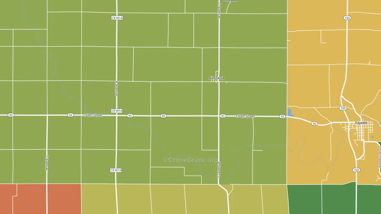 Randalia, IA Map of Burglary Rates
