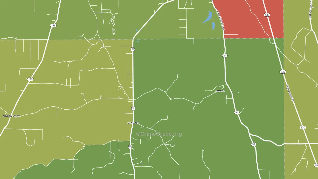 Randall, AR Map of Burglary Rates