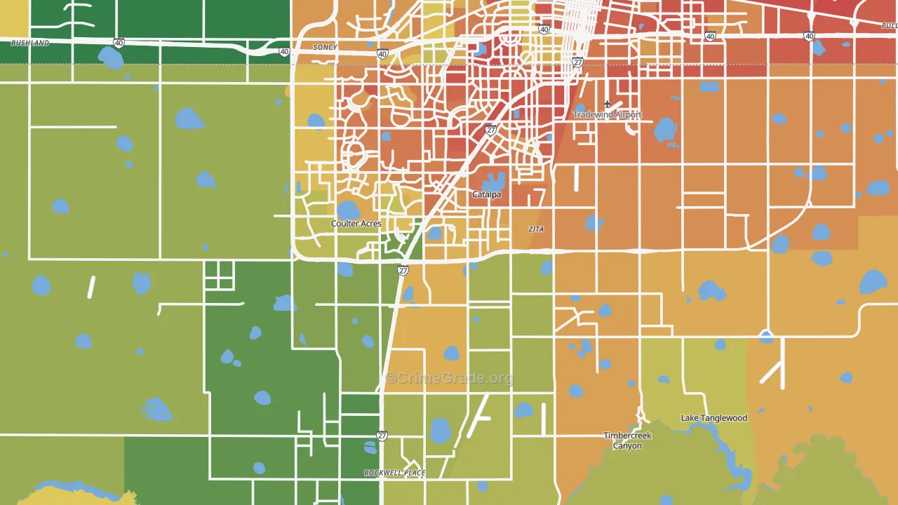 Randall County, TX Map of Burglary Rates
