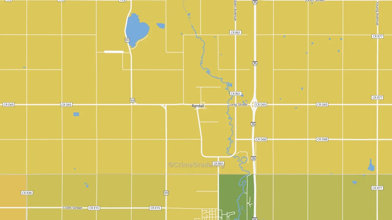 Randall, IA Map of Burglary Rates