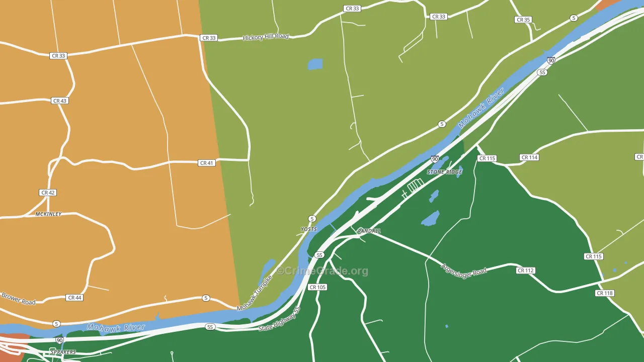 Randall, NY Map of Burglary Rates