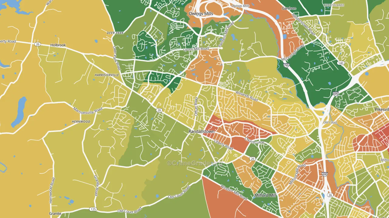 Randallstown, MD Map of Burglary Rates