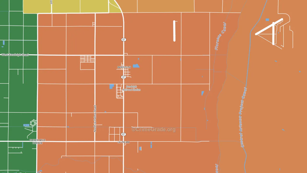 Randolph, AZ Map of Burglary Rates