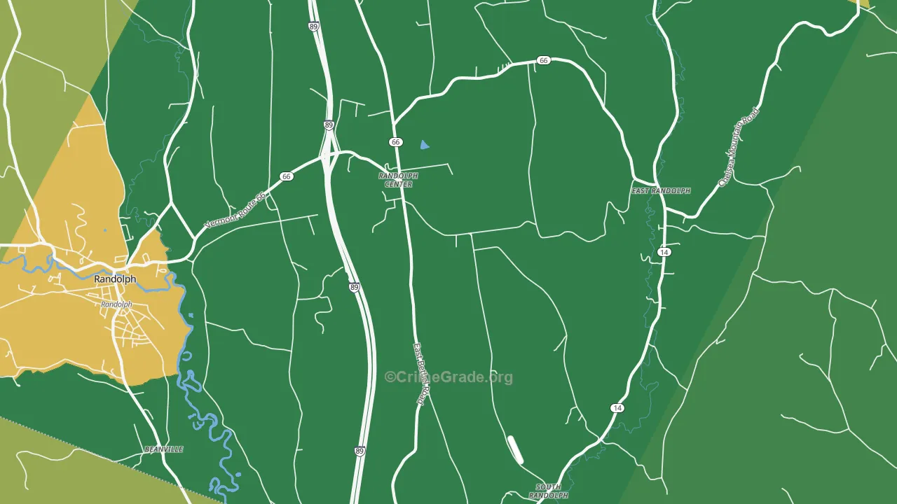 Randolph Center, VT Map of Burglary Rates