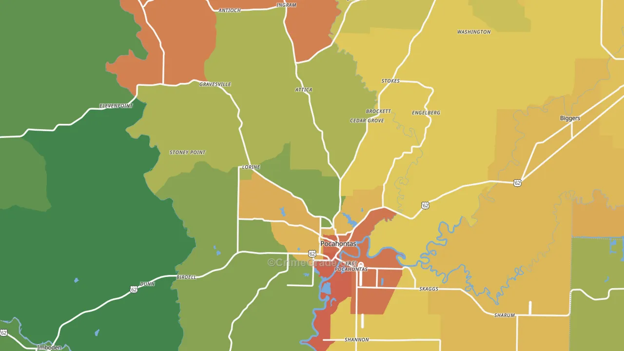 Randolph County, AR Map of Burglary Rates