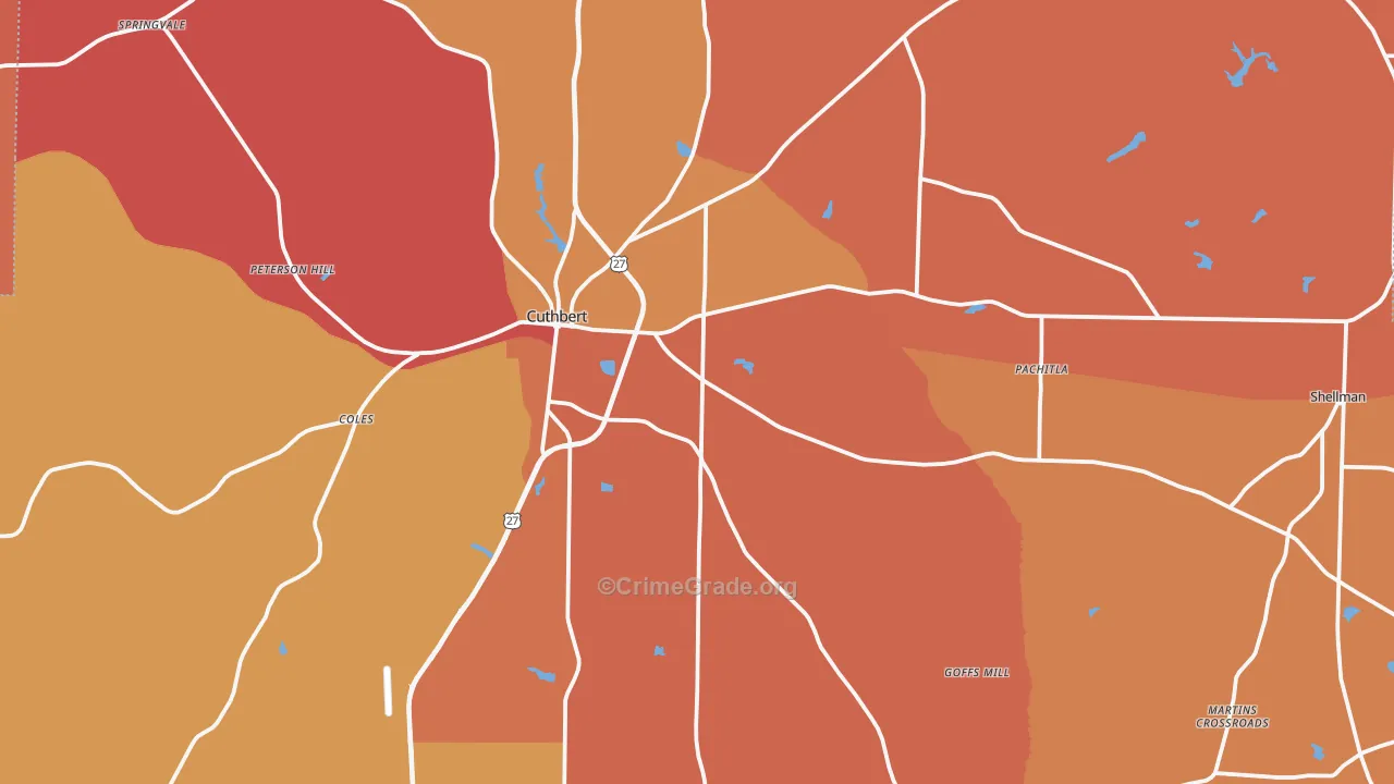 Randolph County, GA Map of Burglary Rates