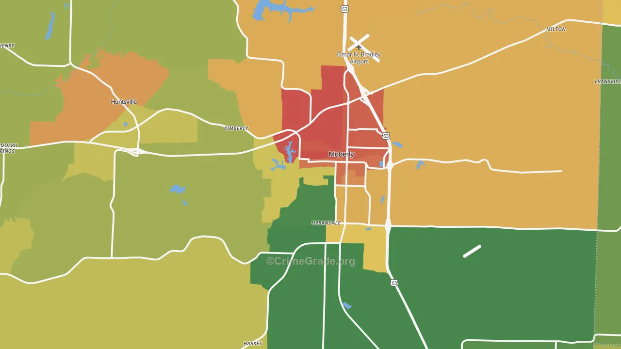 Randolph County, MO Map of Burglary Rates