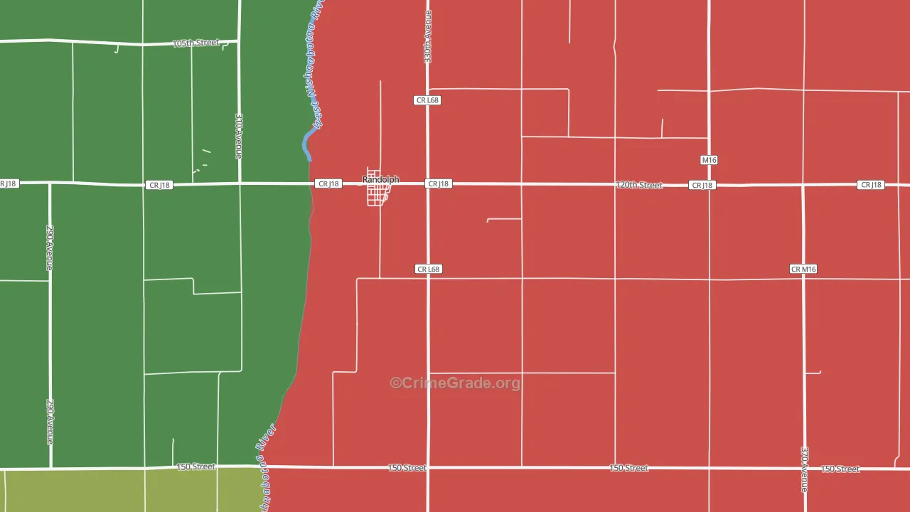 Randolph, IA Map of Burglary Rates