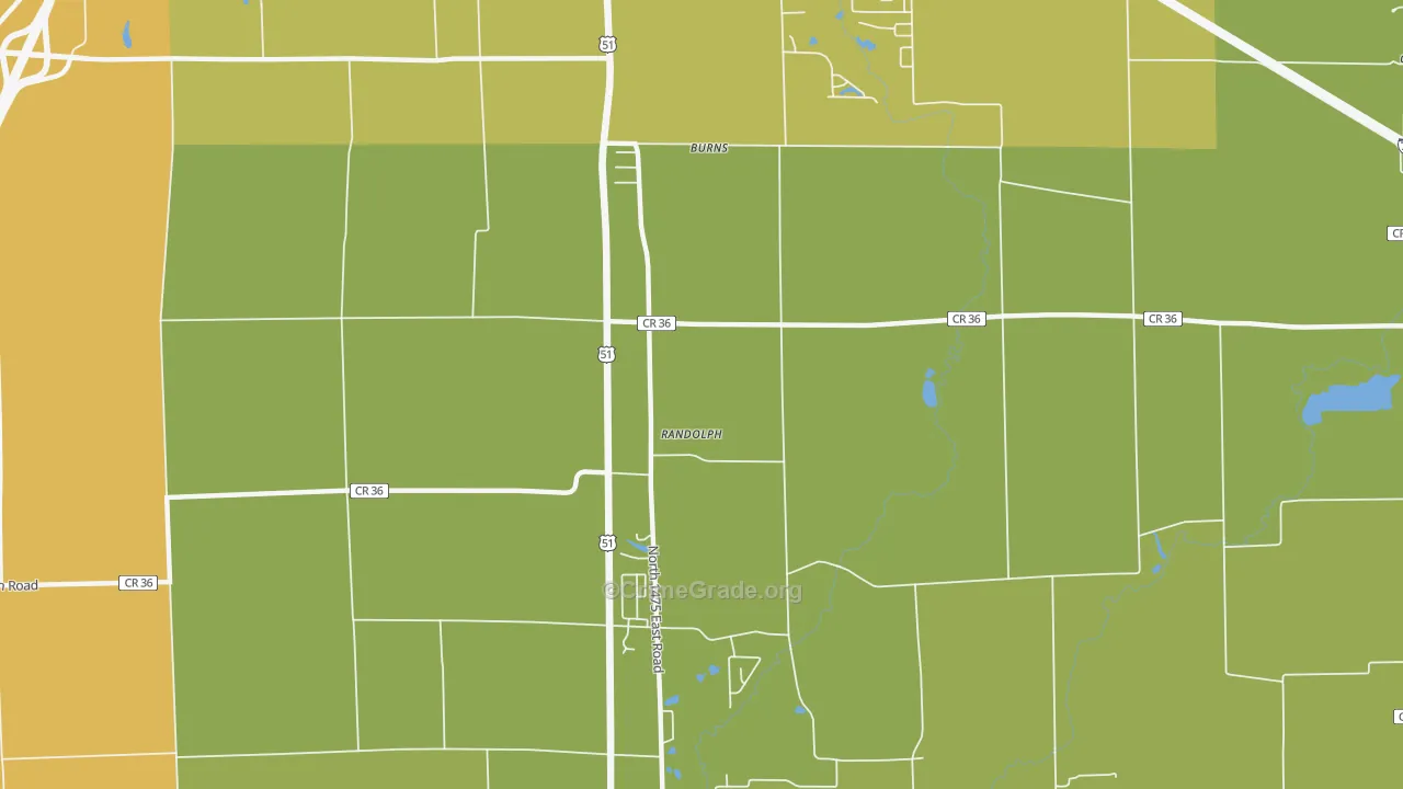 Randolph, IL Map of Burglary Rates