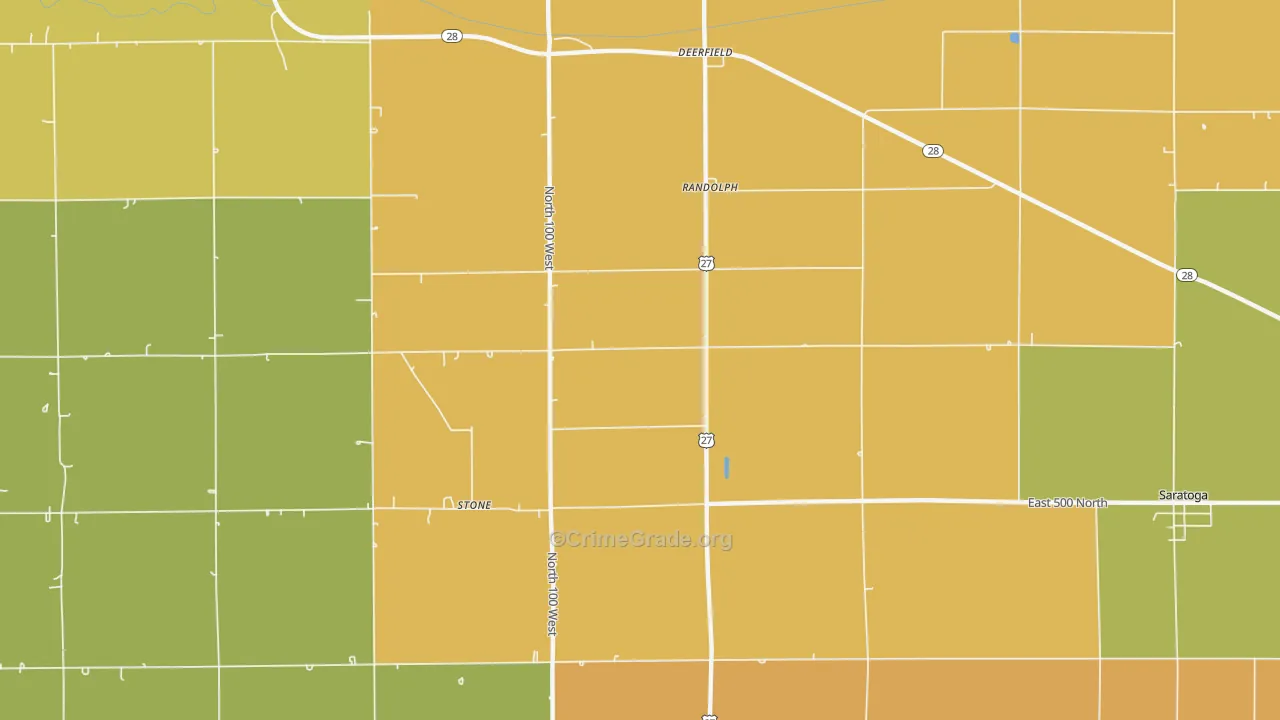 Randolph, IN Map of Burglary Rates