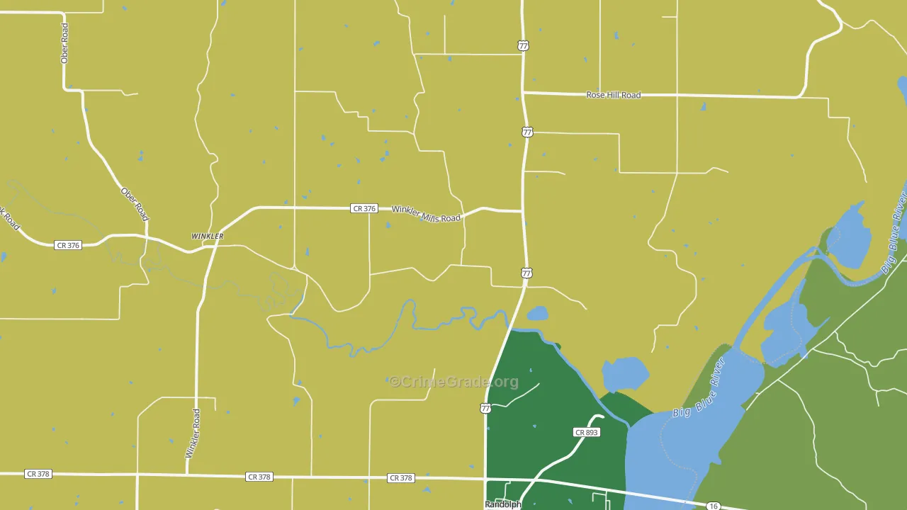 Randolph, KS Map of Burglary Rates
