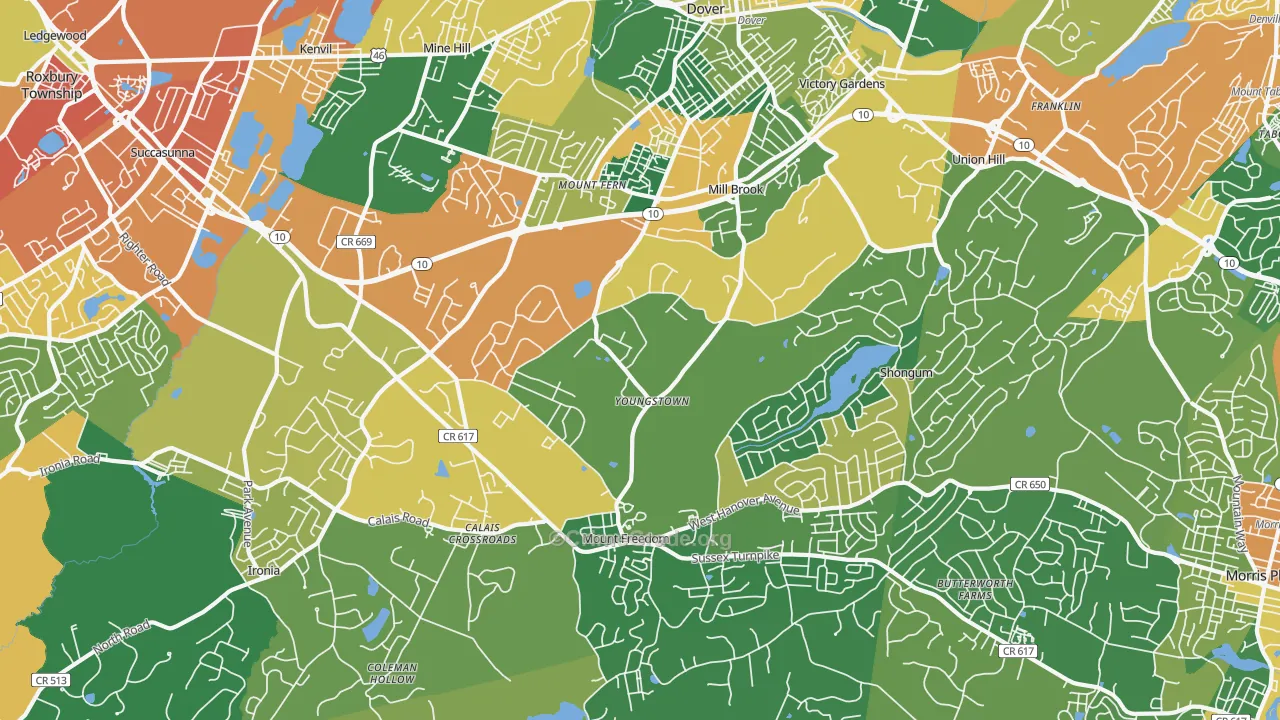 Randolph, NJ Map of Burglary Rates