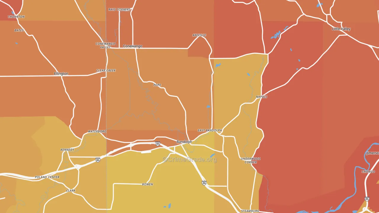 Randolph, NY Map of Burglary Rates