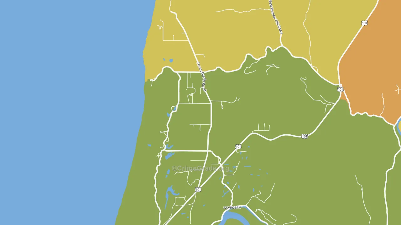 Randolph, OR Map of Burglary Rates