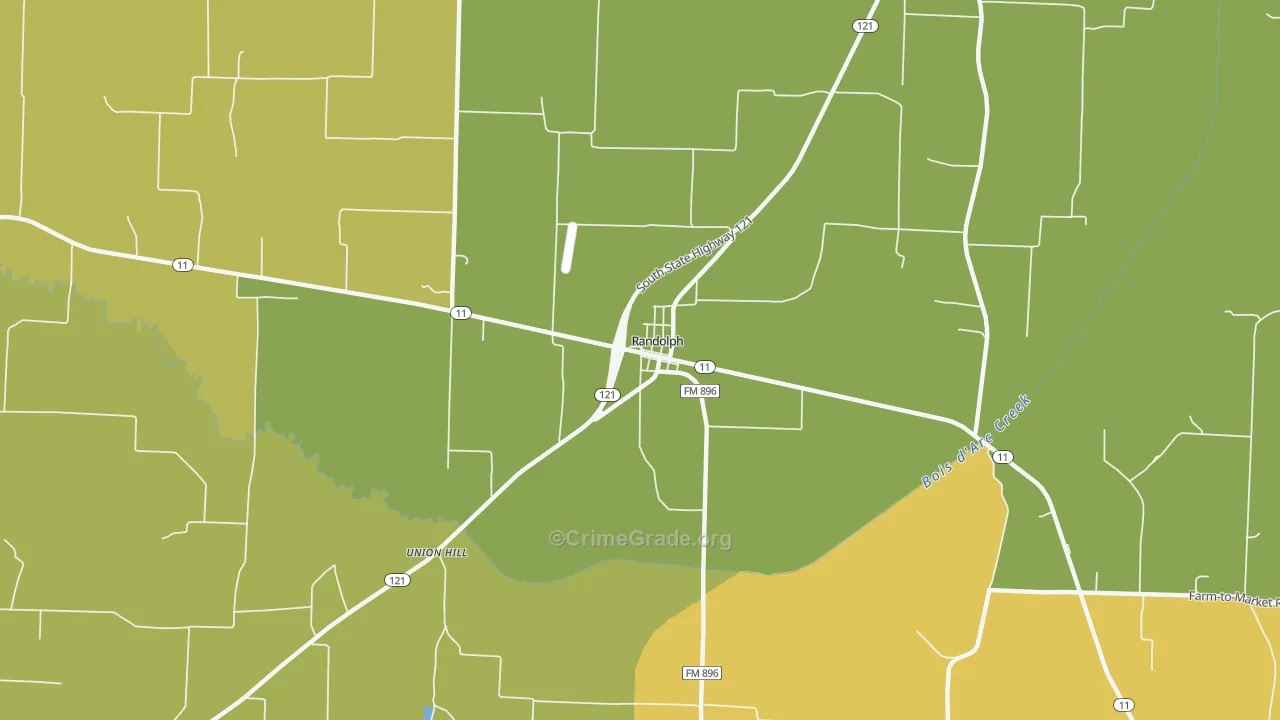 Randolph, TX Map of Burglary Rates