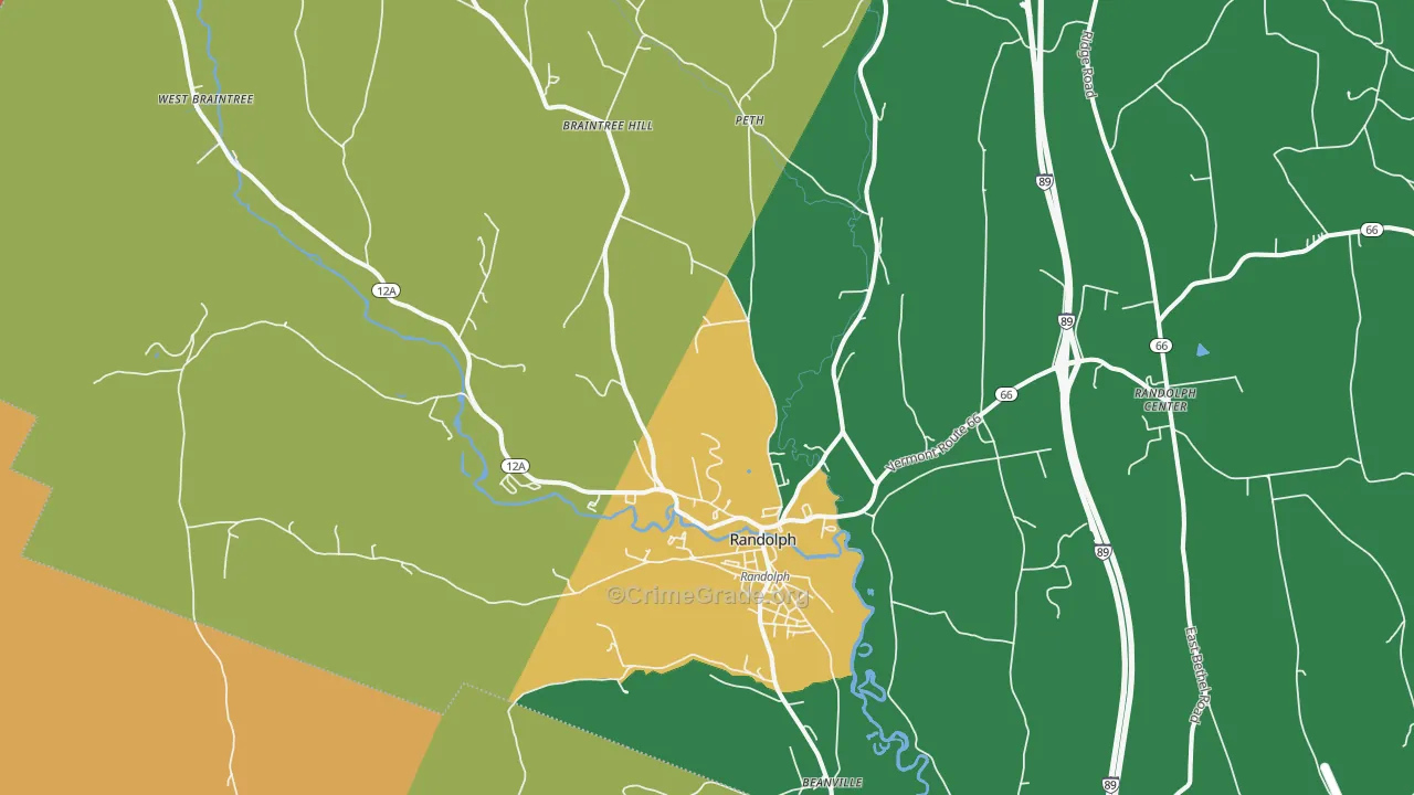 Randolph, VT Map of Burglary Rates
