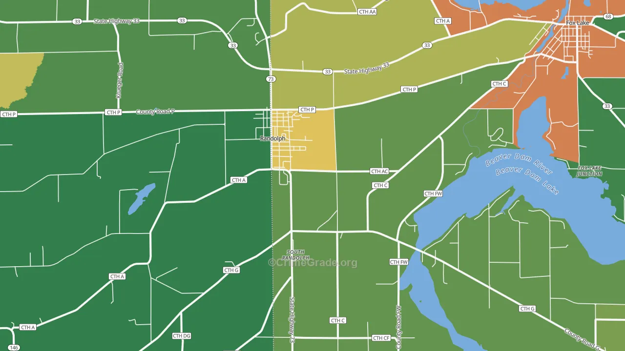 Randolph, WI Map of Burglary Rates
