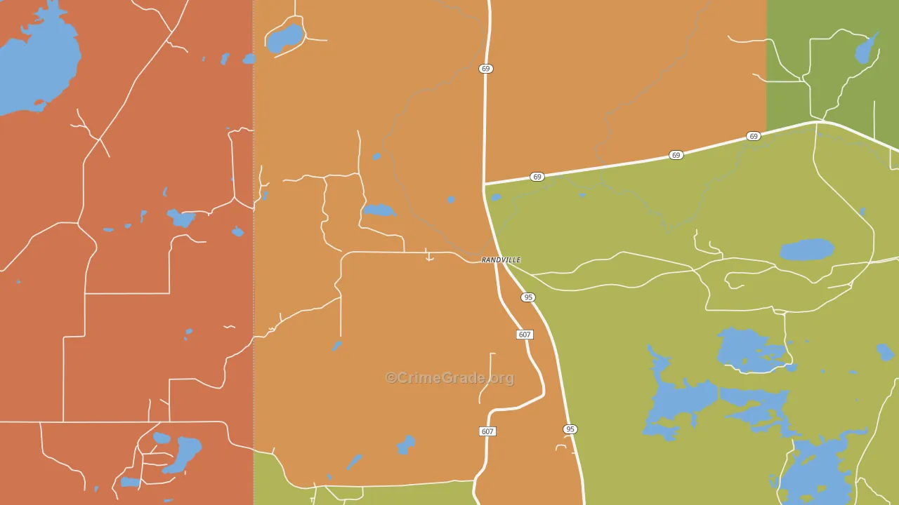 Randville, MI Map of Burglary Rates