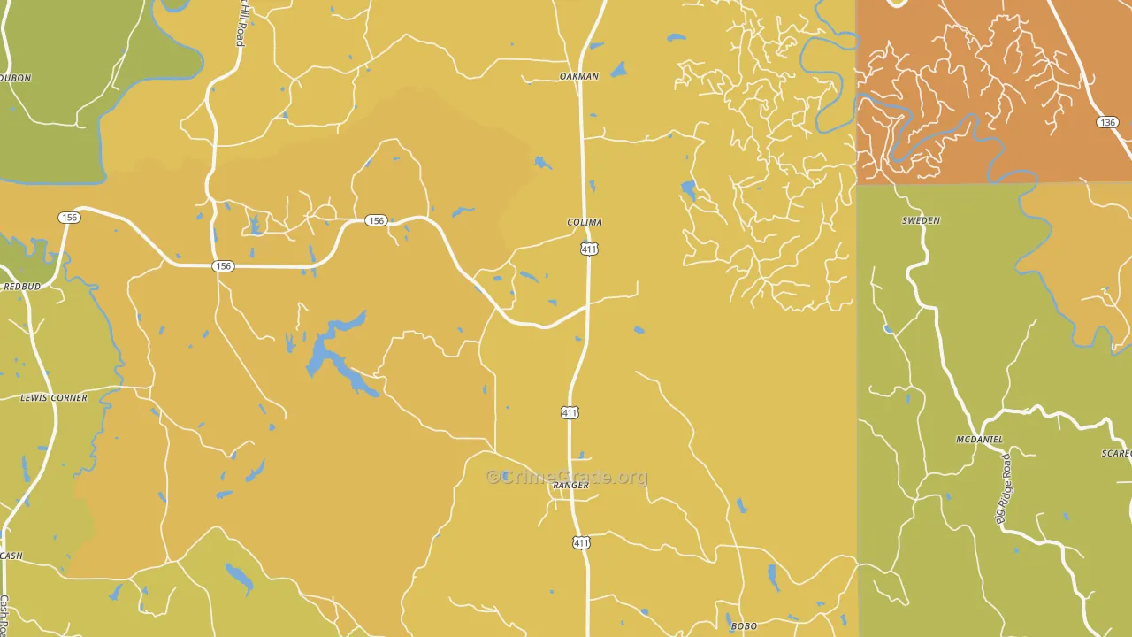 Ranger, GA Map of Burglary Rates