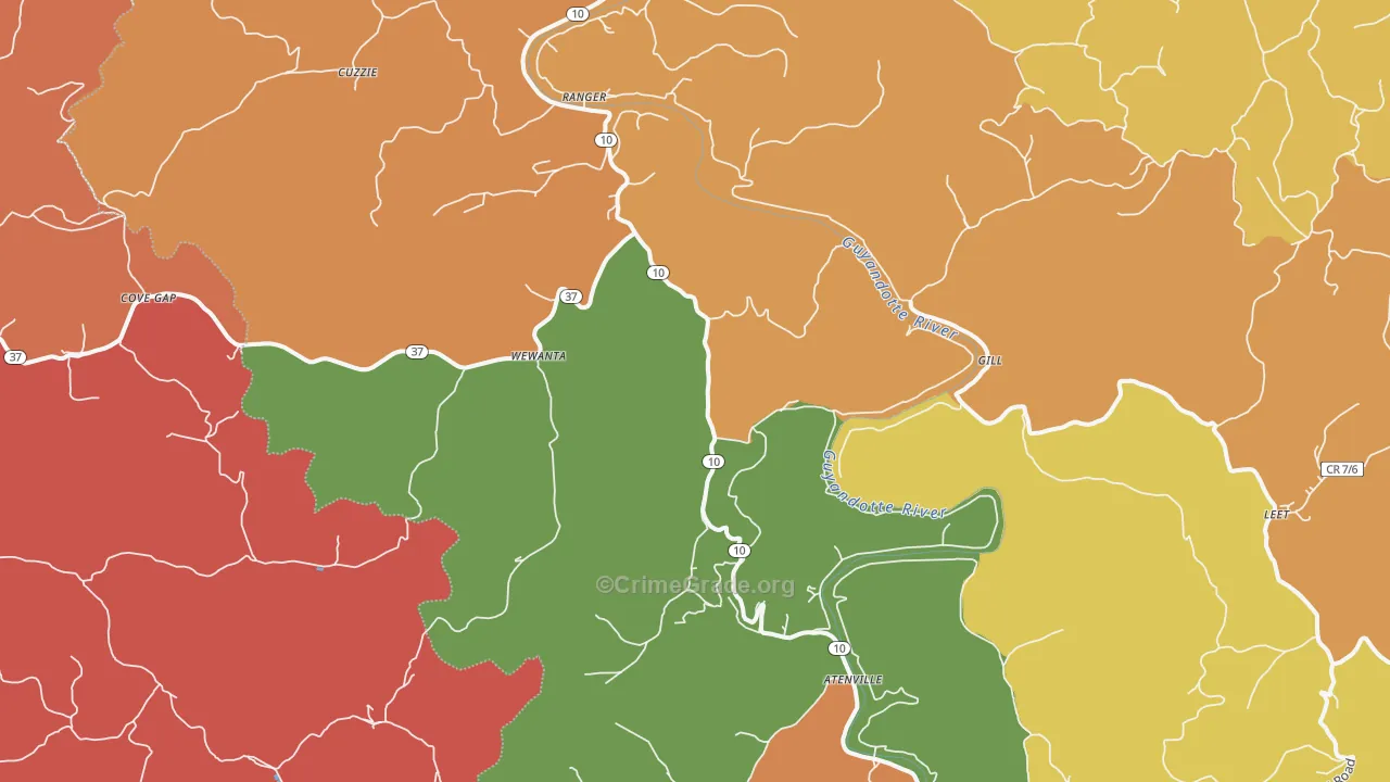 Ranger, WV Map of Burglary Rates