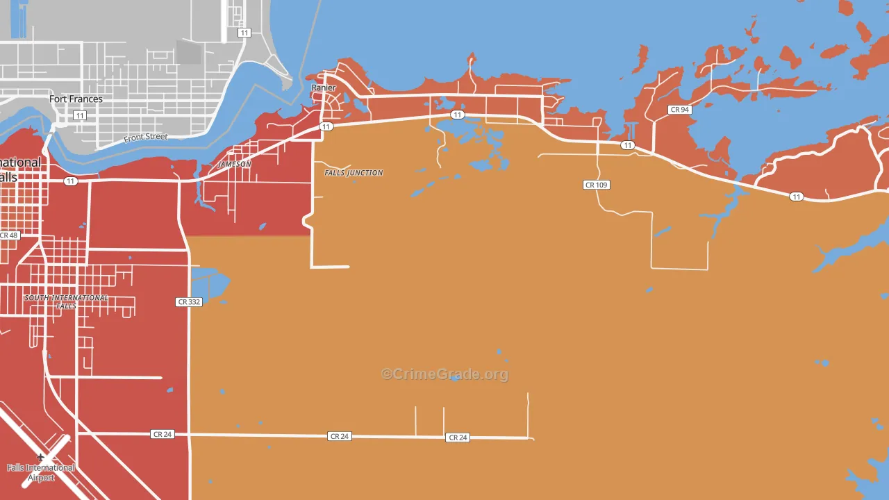 Ranier, MN Map of Burglary Rates