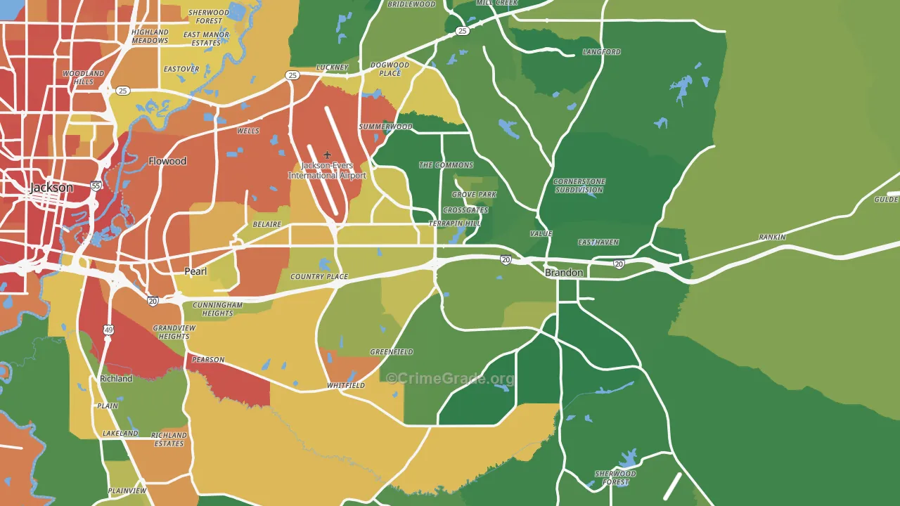 Rankin County, MS Map of Burglary Rates