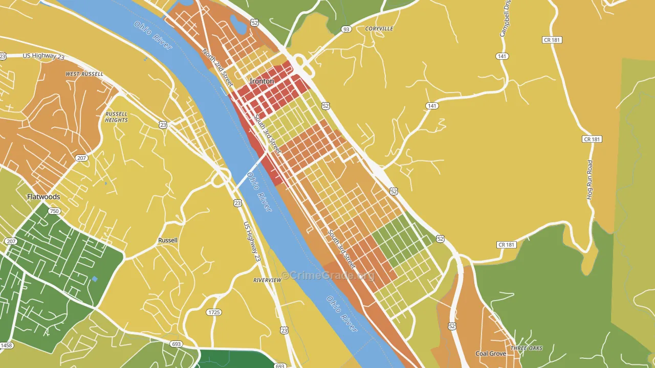 Rankin Historic District, Ironton, OH Map of Burglary Rates
