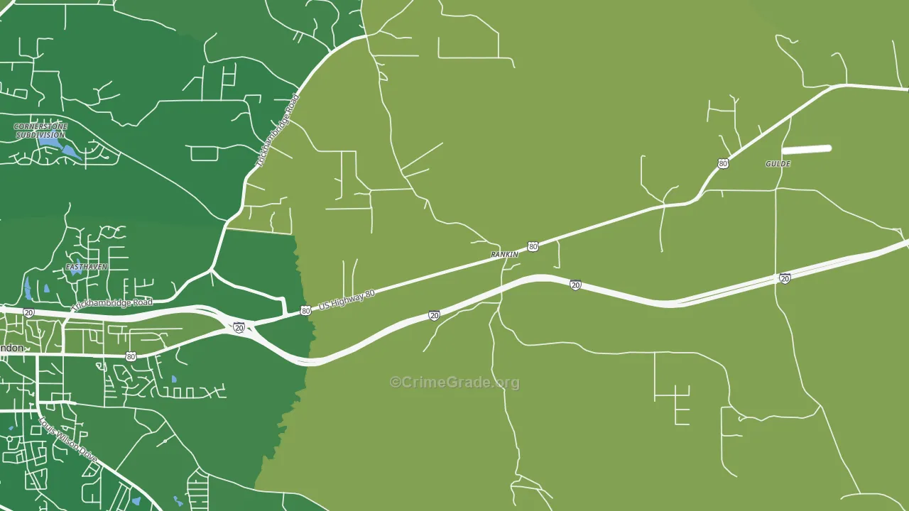 Rankin, MS Map of Burglary Rates