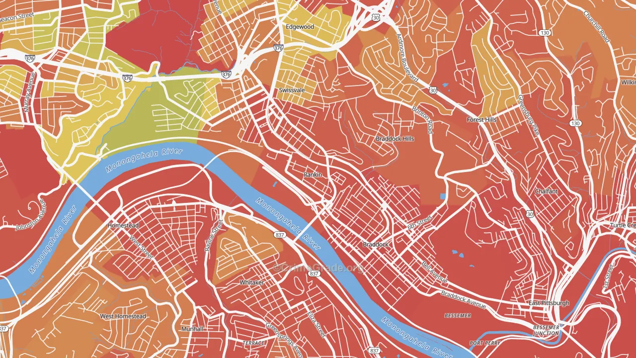 Rankin, PA Map of Burglary Rates