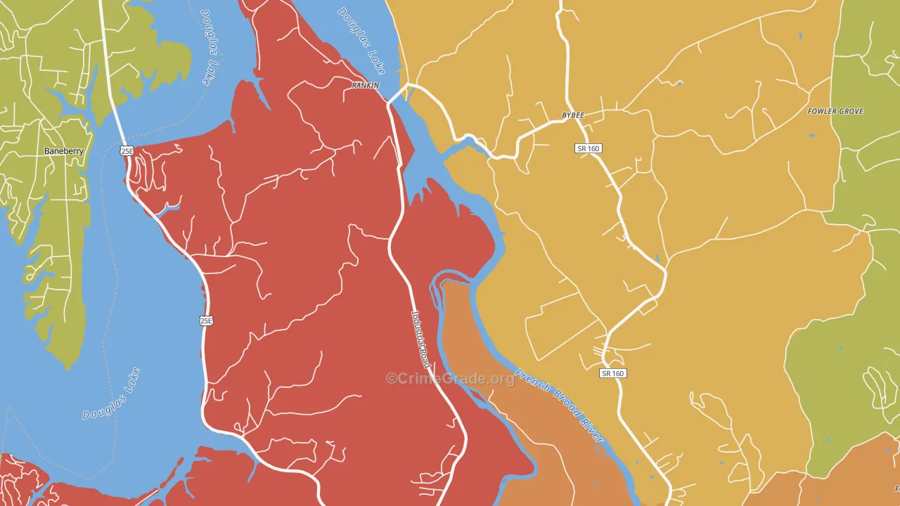 Rankin, TN Map of Burglary Rates