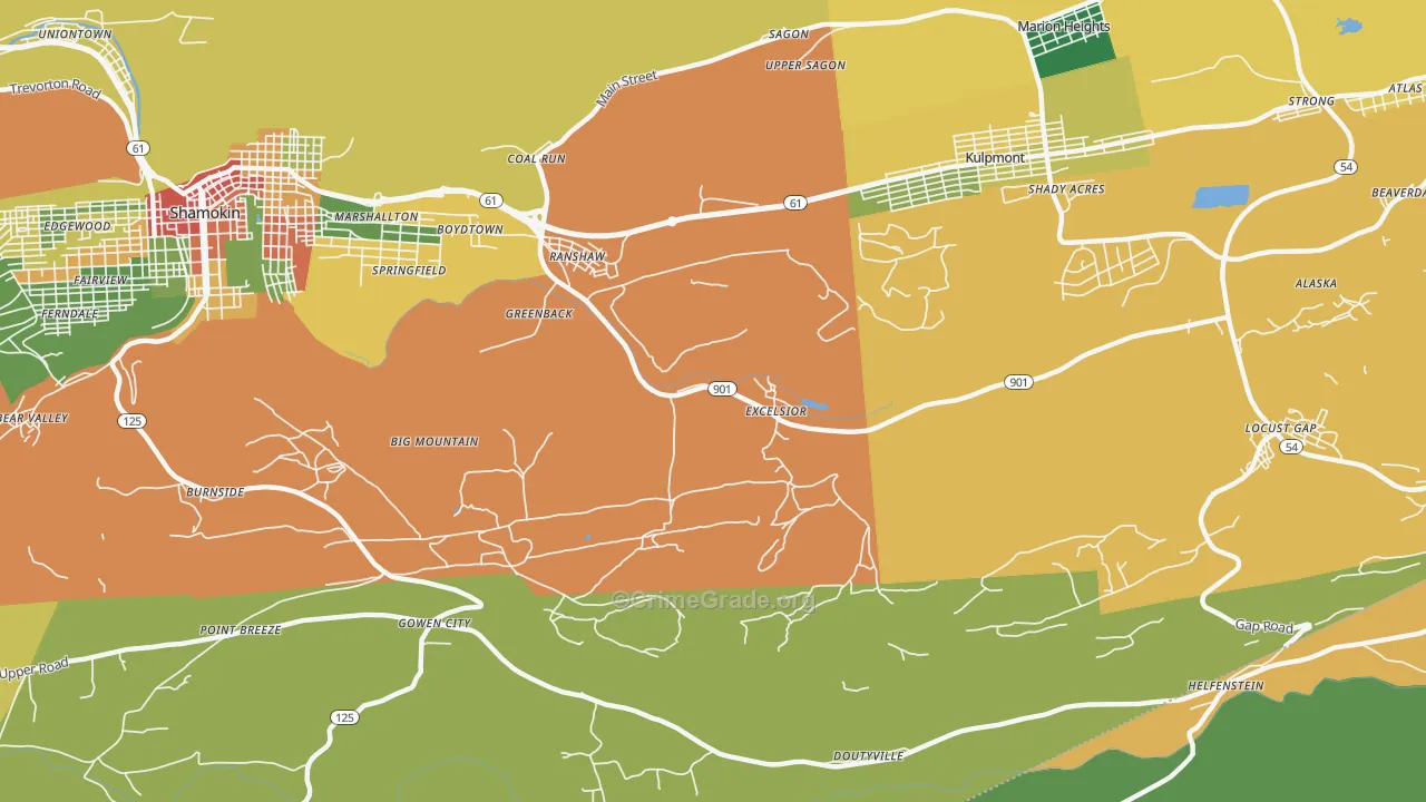Ranshaw, PA Map of Burglary Rates