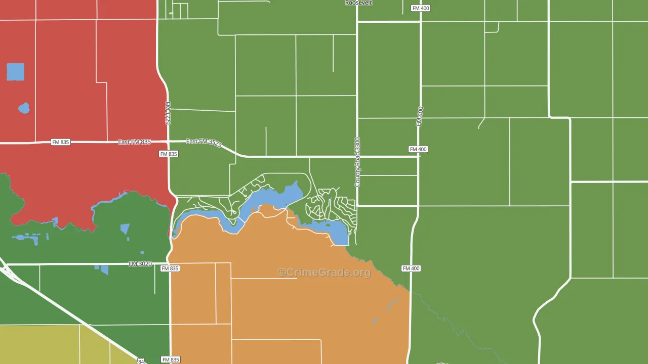 Ransom Canyon, TX Map of Burglary Rates