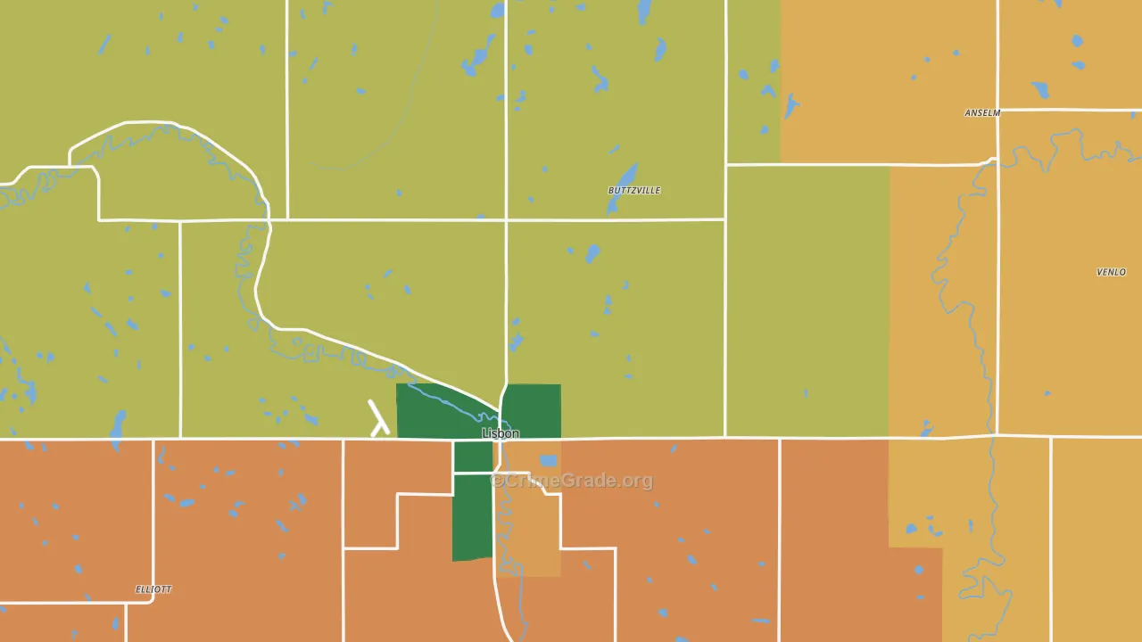 Ransom County, ND Map of Burglary Rates