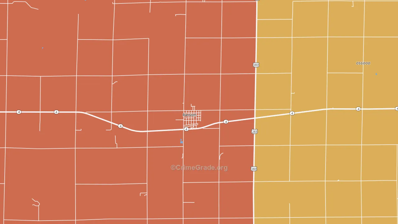 Ransom, KS Map of Burglary Rates