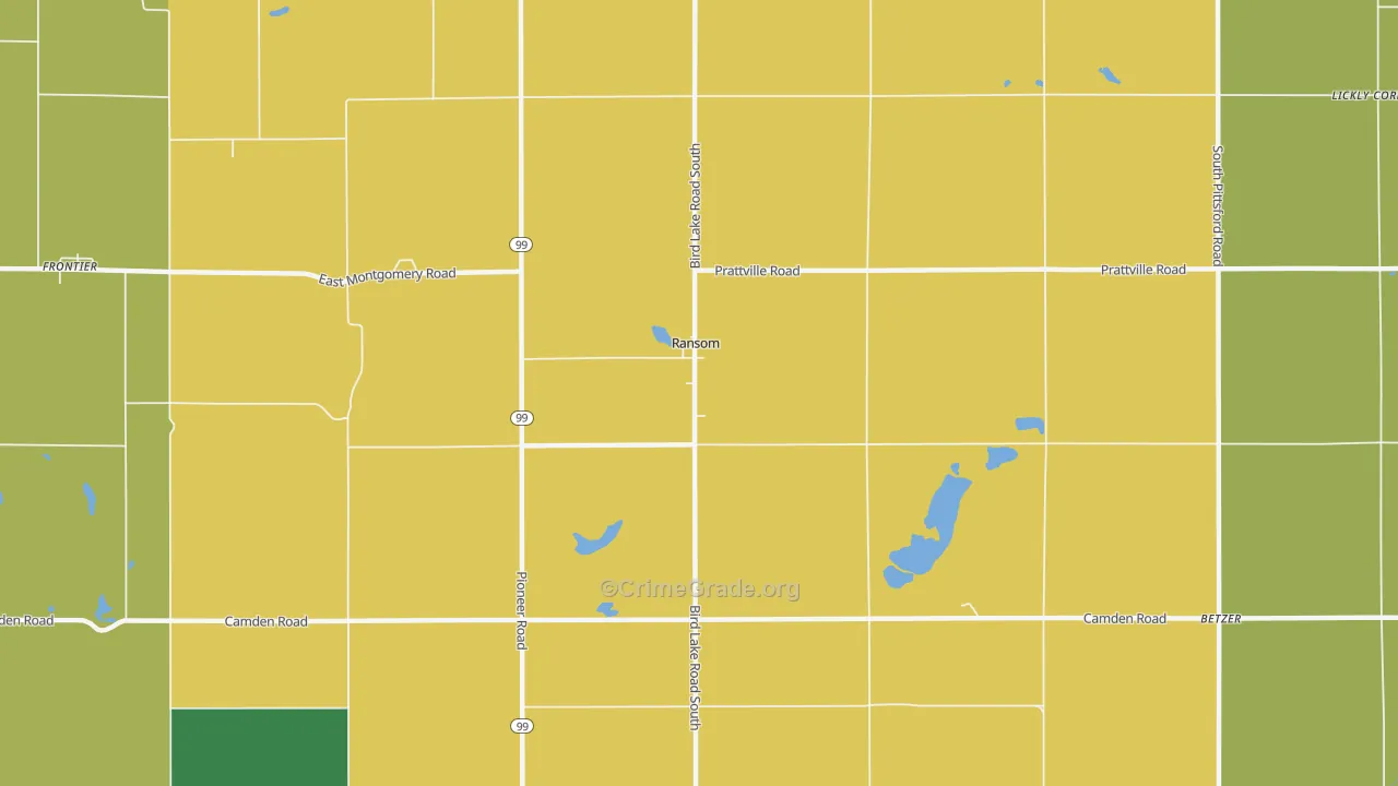 Ransom, MI Map of Burglary Rates