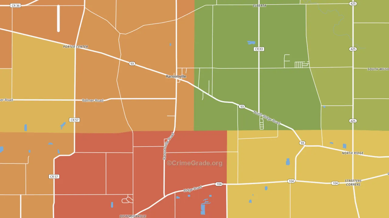 Ransomville, NY Map of Burglary Rates