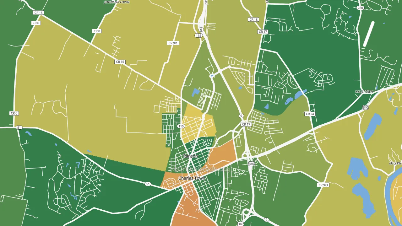 Ranson, WV Map of Burglary Rates