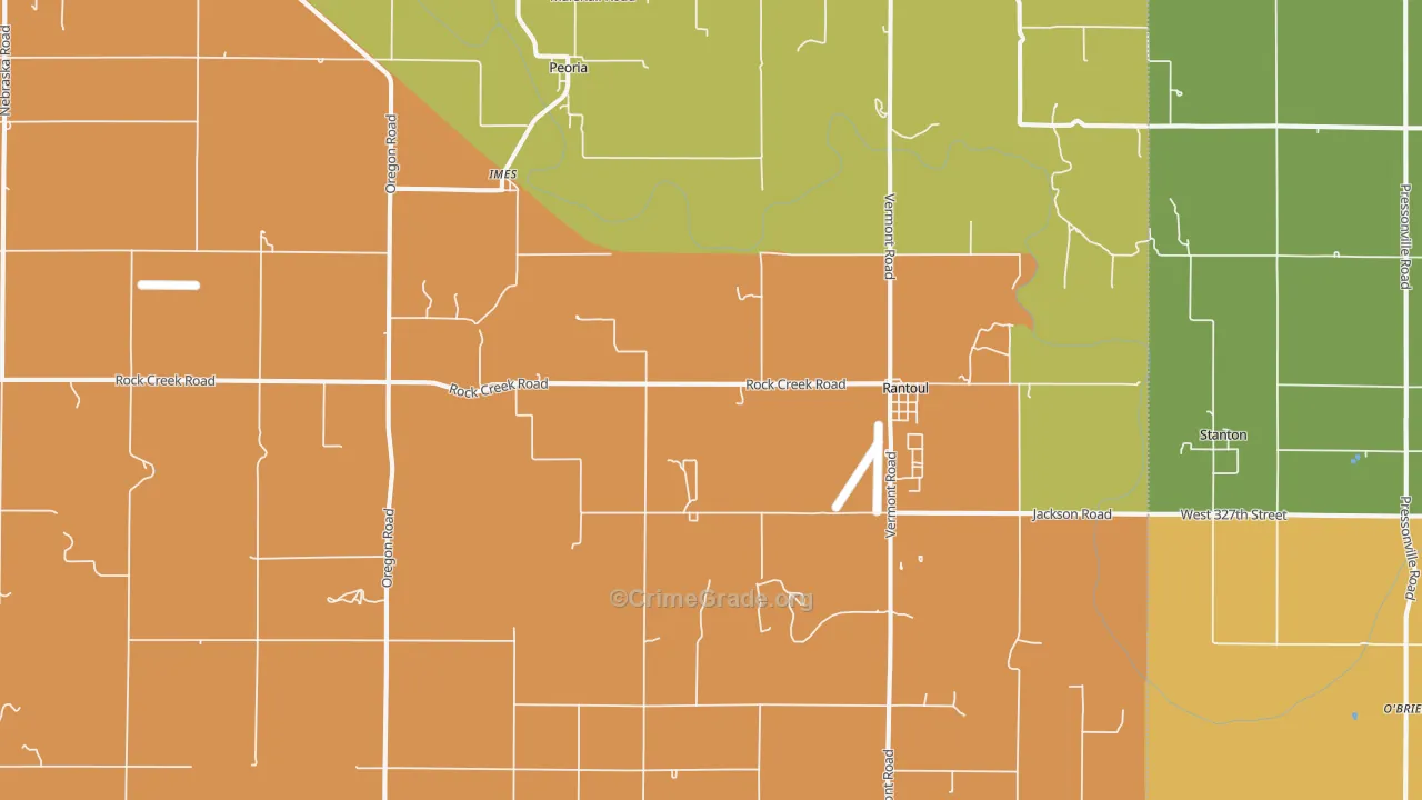 Rantoul, KS Map of Burglary Rates
