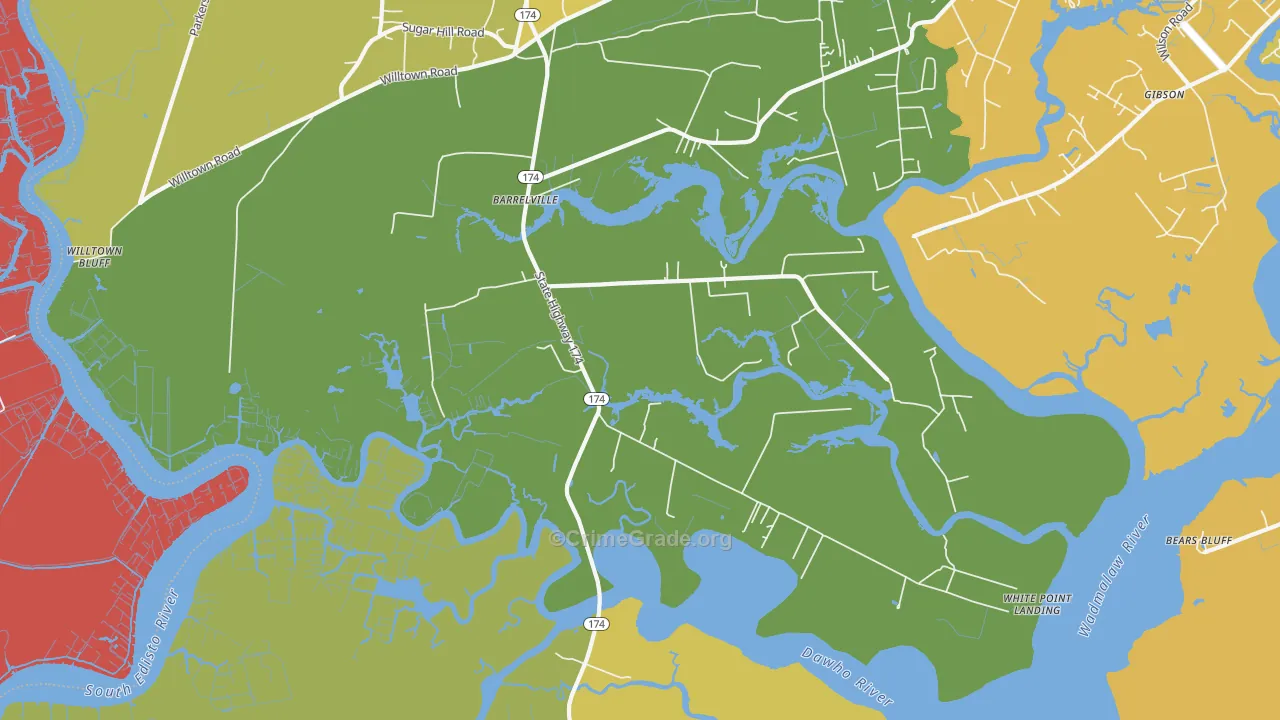 Rantowles, SC Map of Burglary Rates