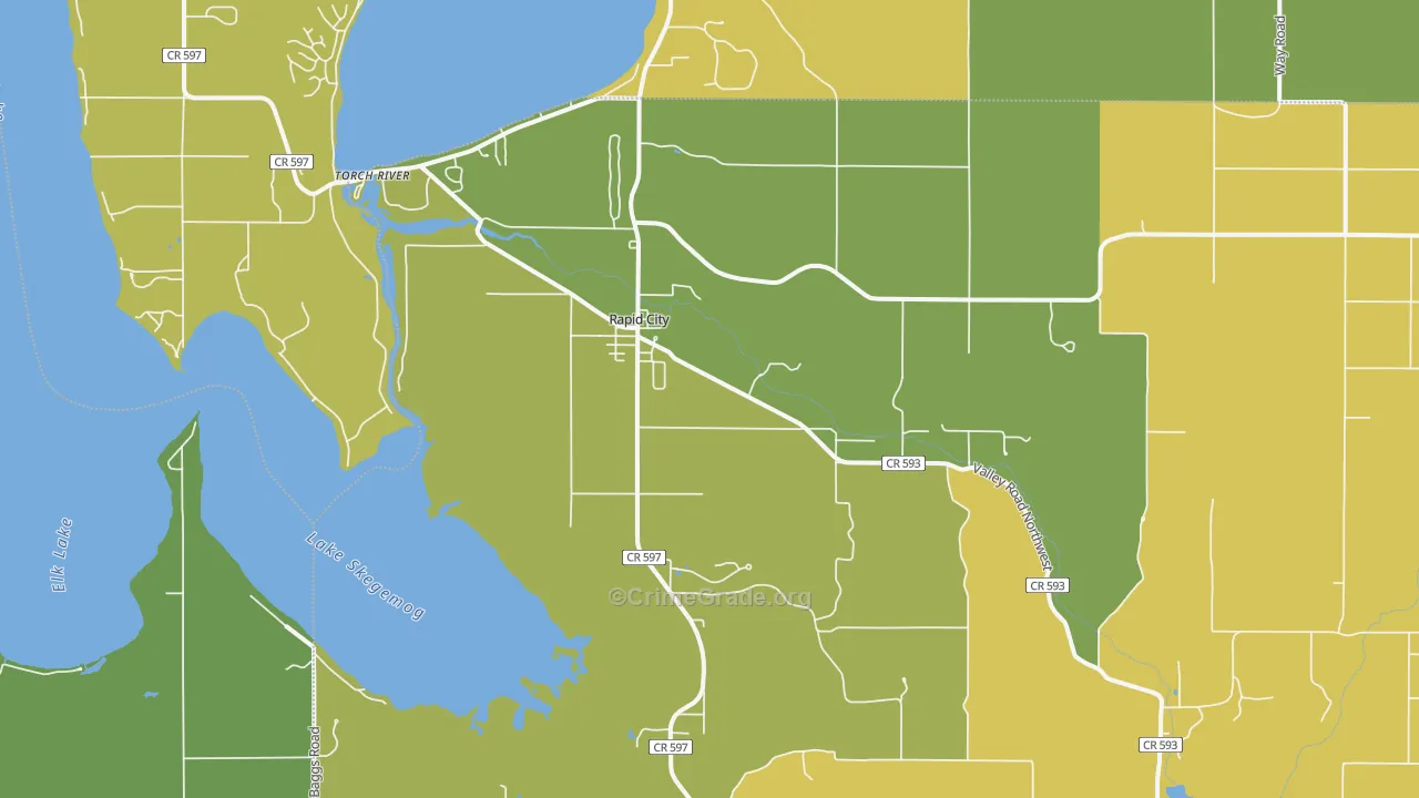 Rapid City, MI Map of Burglary Rates