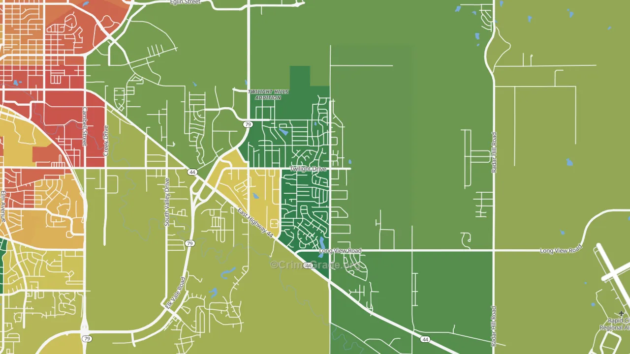 Rapid Valley, SD Map of Burglary Rates